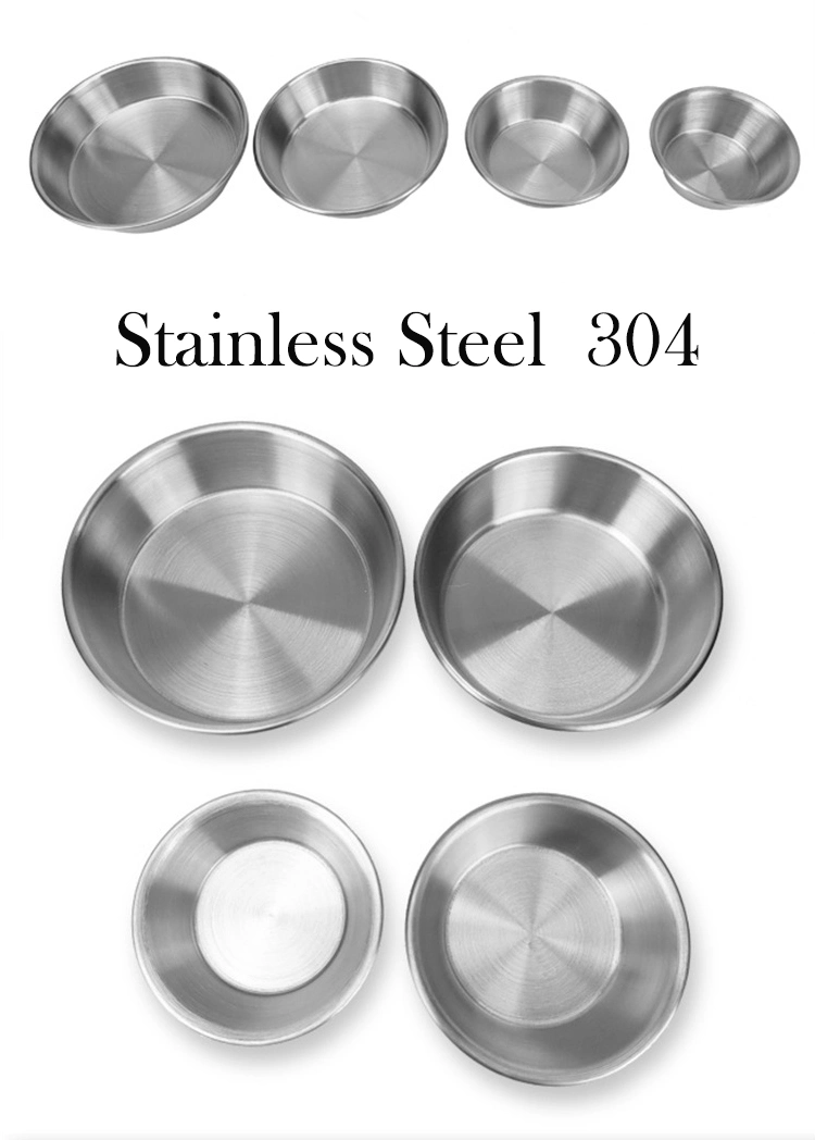 Stainless Steel Seasoning Sauce Dish Sauce Trays Round Serving Seasoning Plate