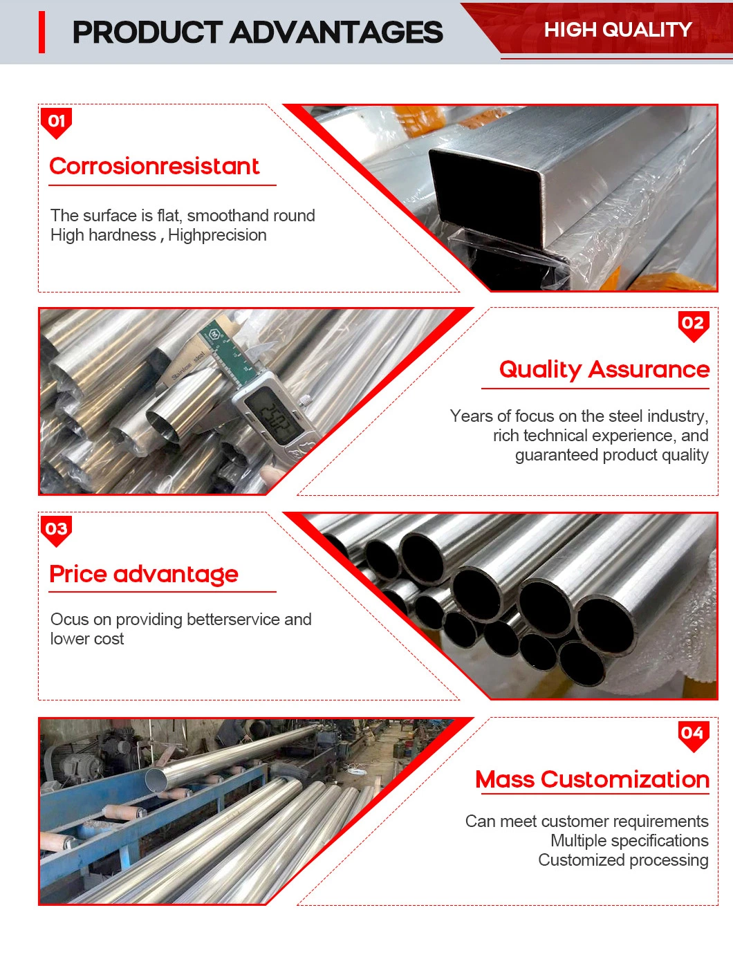 Wugang Steel From China Seamless Bright Anneal Pickled Stainless Steel Tube/Pipe