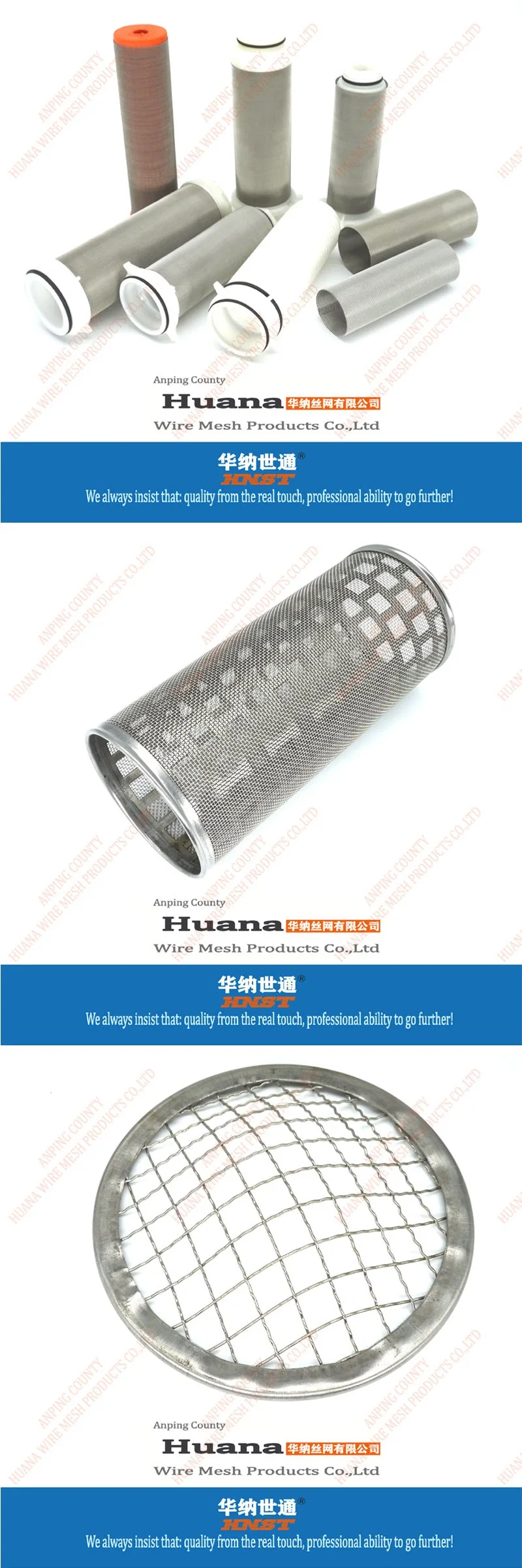 Stainless Steel 304 316 Multi Layer 20 30 50 100 Micron Metal Filter Mesh Tube Elements