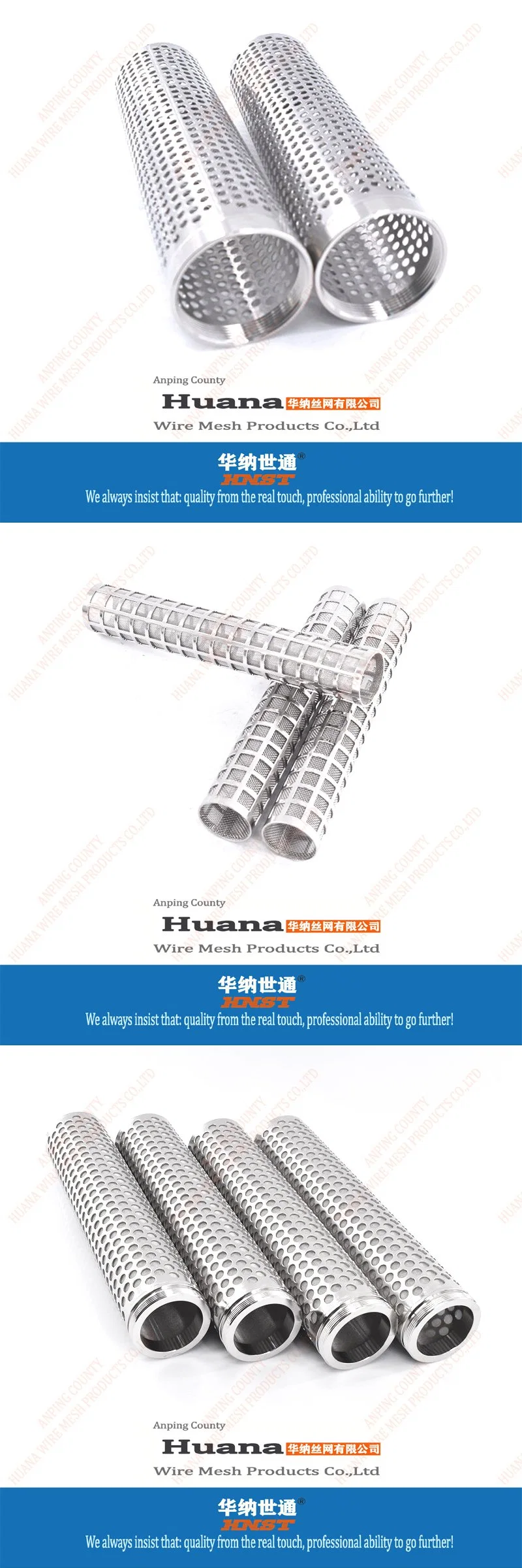 Multy Layer 50 100 200 300 400 500 Micron Ss 304 spiral Perforated Metal Mesh Filter Tubes for Filtration