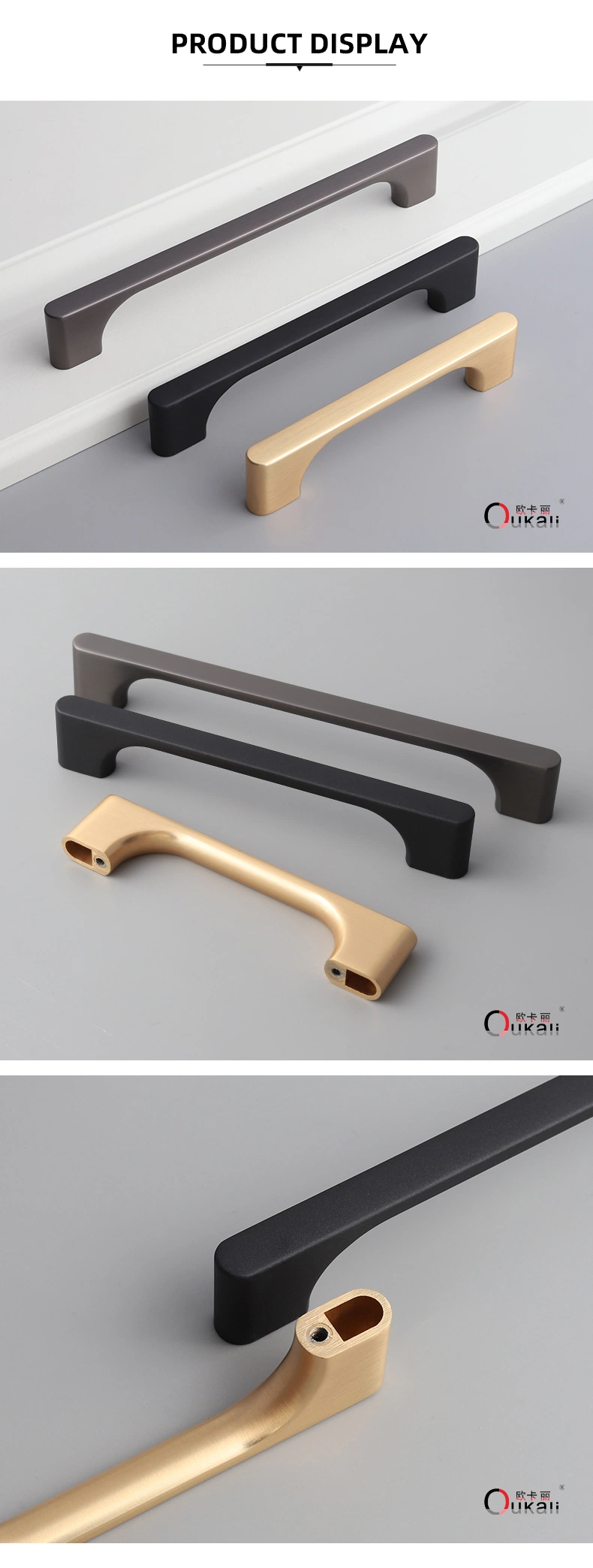 Modern Simple Style Furniture Cabinet Kitchen Long Brass Round Gold Cupboard Door Pull Handles Handle T Bar