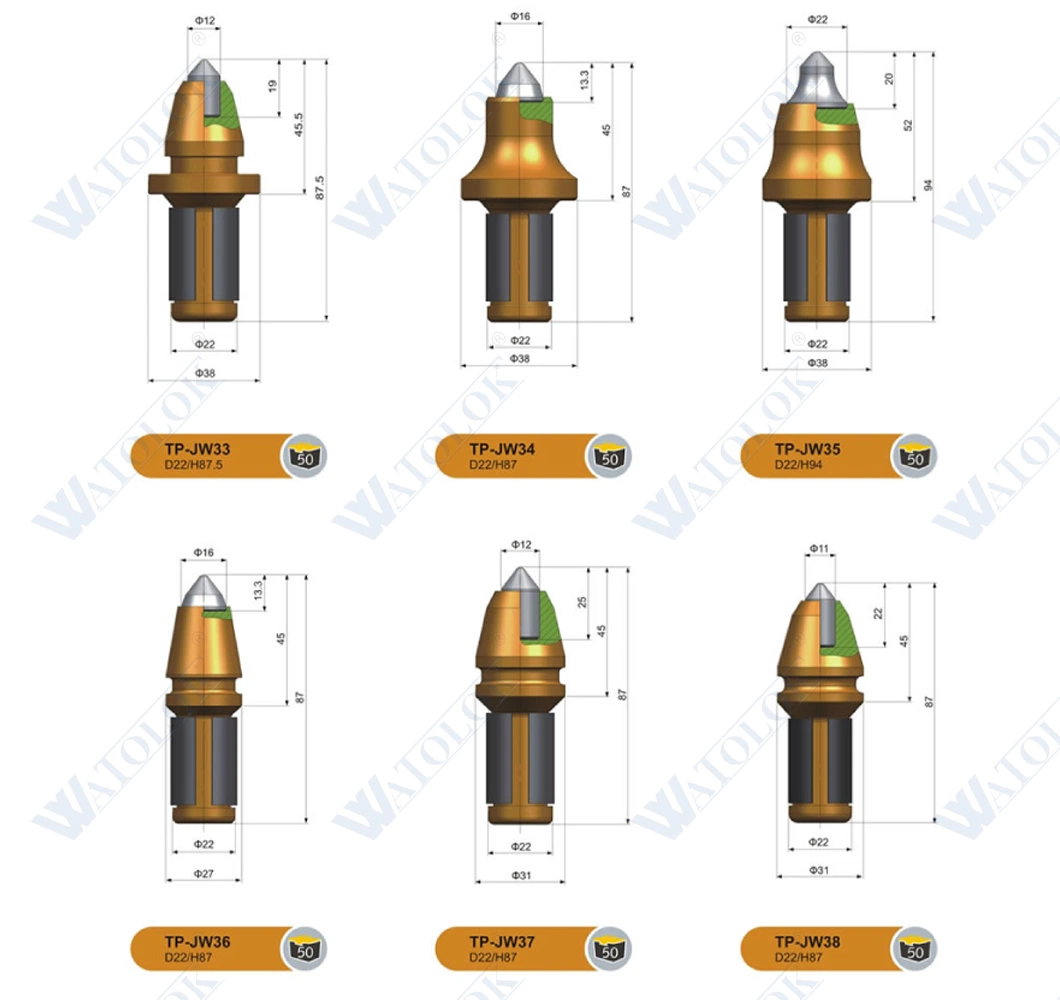 C31 Betek Kennametak Rotary Cutting Teeth Round Shank Conical Bullet Teeth