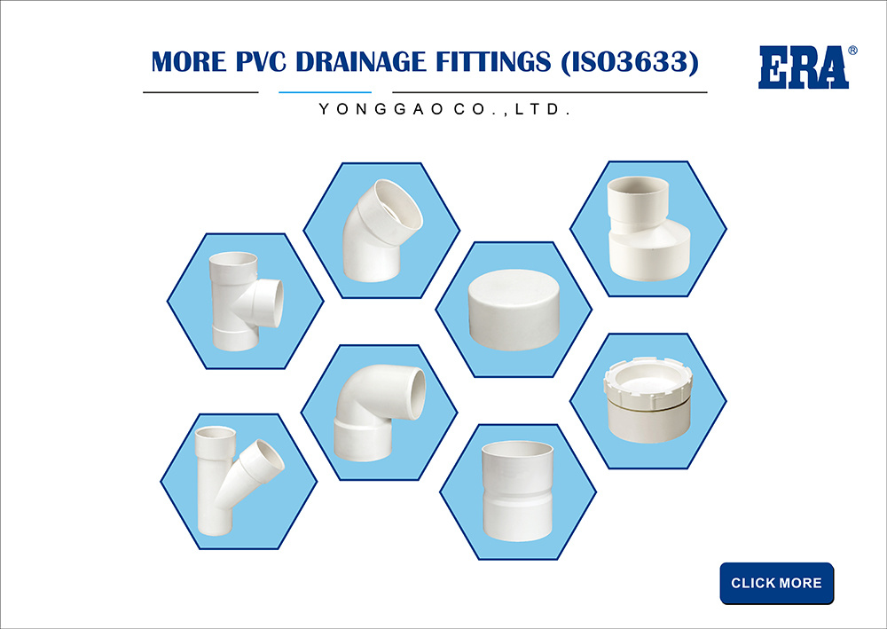 Era PVC ISO3633 Pipes Fittings Drainage Pipes Fittings Rain Water Pipes Coupling