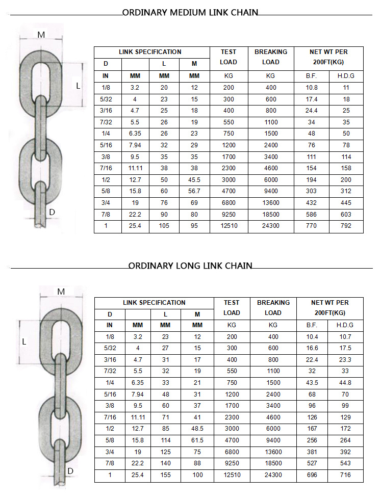 China Manufacturer of 10mm or &quot; 3/8&quot; Stainless Steel 304 316 Link Chain