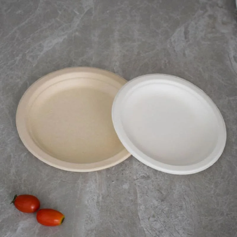 Round Natural Plate Zero Waste Disposable Bagasse Dinner Plate Sugarcane Tableware