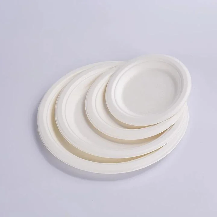 Round Natural Plate Zero Waste Disposable Bagasse Dinner Plate Sugarcane Tableware