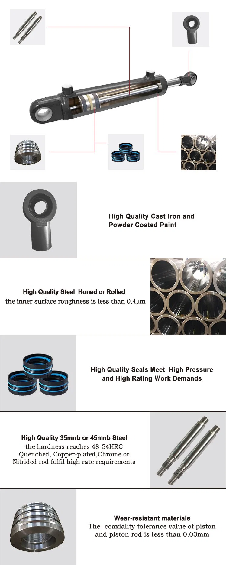 Hollow Piston Rod for Hydraulic Suspension Hand Hydraulic Pump Light Rod Double Piston Rod 2 Stage Hydraulic Cylinder