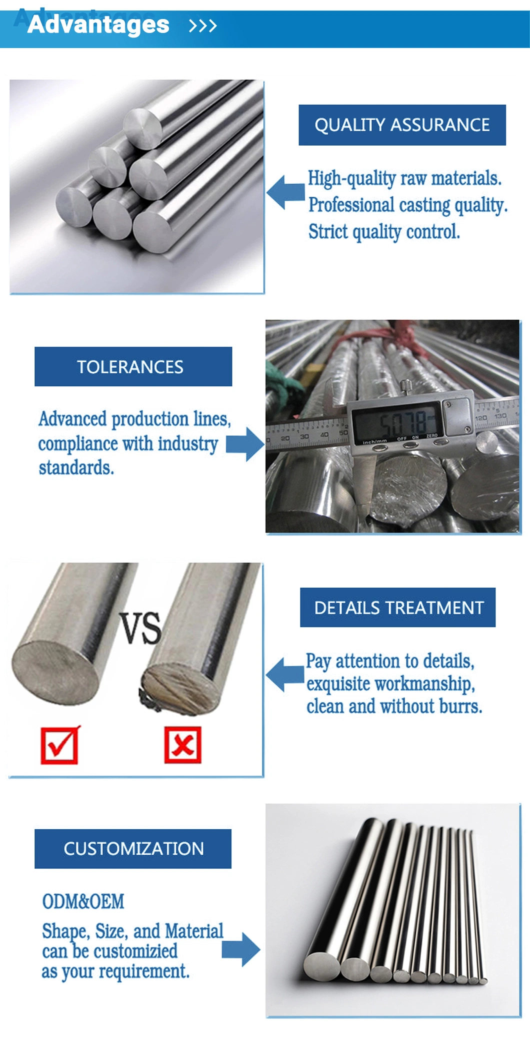 High Quality Can Be Customized Alloy 304 Stainless Steel Rod