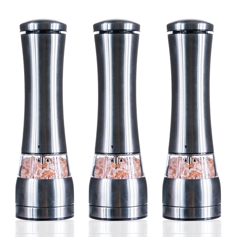 Round Stainless Steel Spice Mill Pepper Salt Grinder with Adjustable Rotary Grinding Thinckness