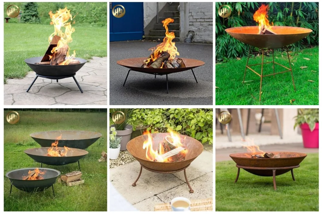 Very Cheaper Garden Rusty Metal Round Custom Dimensions Wood Barbecue Fire Pit