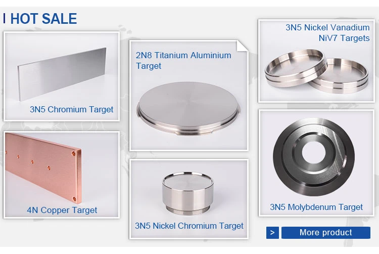 Sputter PVD Target 99.99% 99.995% Nickel Sputtering Target with Copper Backing Plate