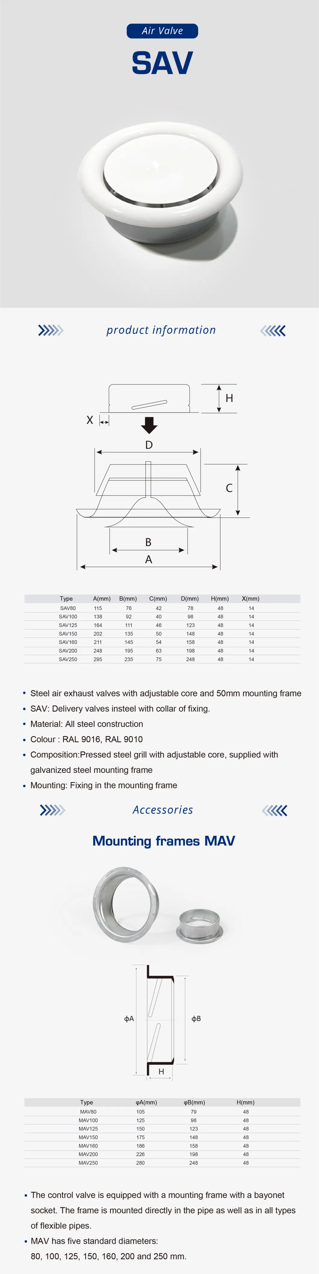 Air Conditioning Round Air Metal Disc Valve, Metal Pan Round Diffuser Sav