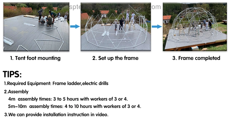 Igloo 6m Geodesic Dome House Domos Outdoor GB Q235 Steel Tubes Waterproof Iglu Garden