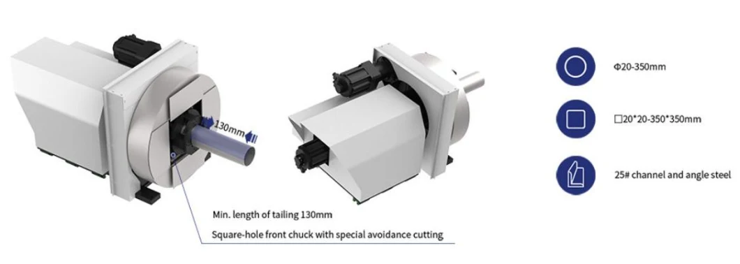 Round Pipe 20-350mm Metal Laser Cutting machine 3000W Raycus Power Source