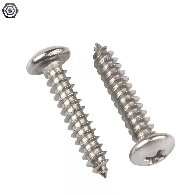 304 Stainless Steel Cross Half-Round Head Self-Tapping Pointed Tail Screw