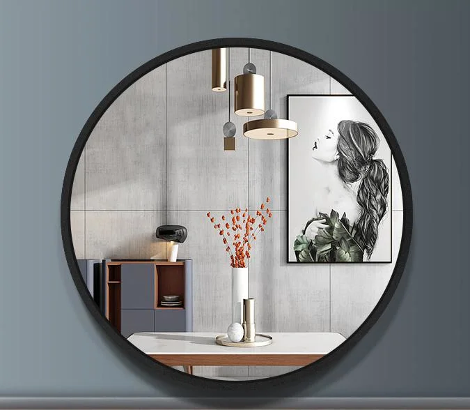 Wholesale Home Decor Round Modern Simple Metallic Material Silver Bathroom Make up Mirror