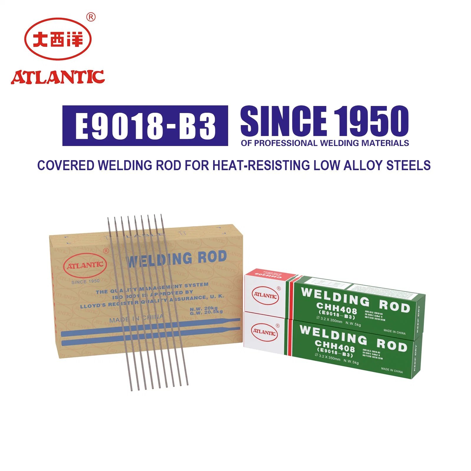 Asta di saldatura in acciaio termoresistente da 2,5 mm Atlantic Factory Direct E9018-B3