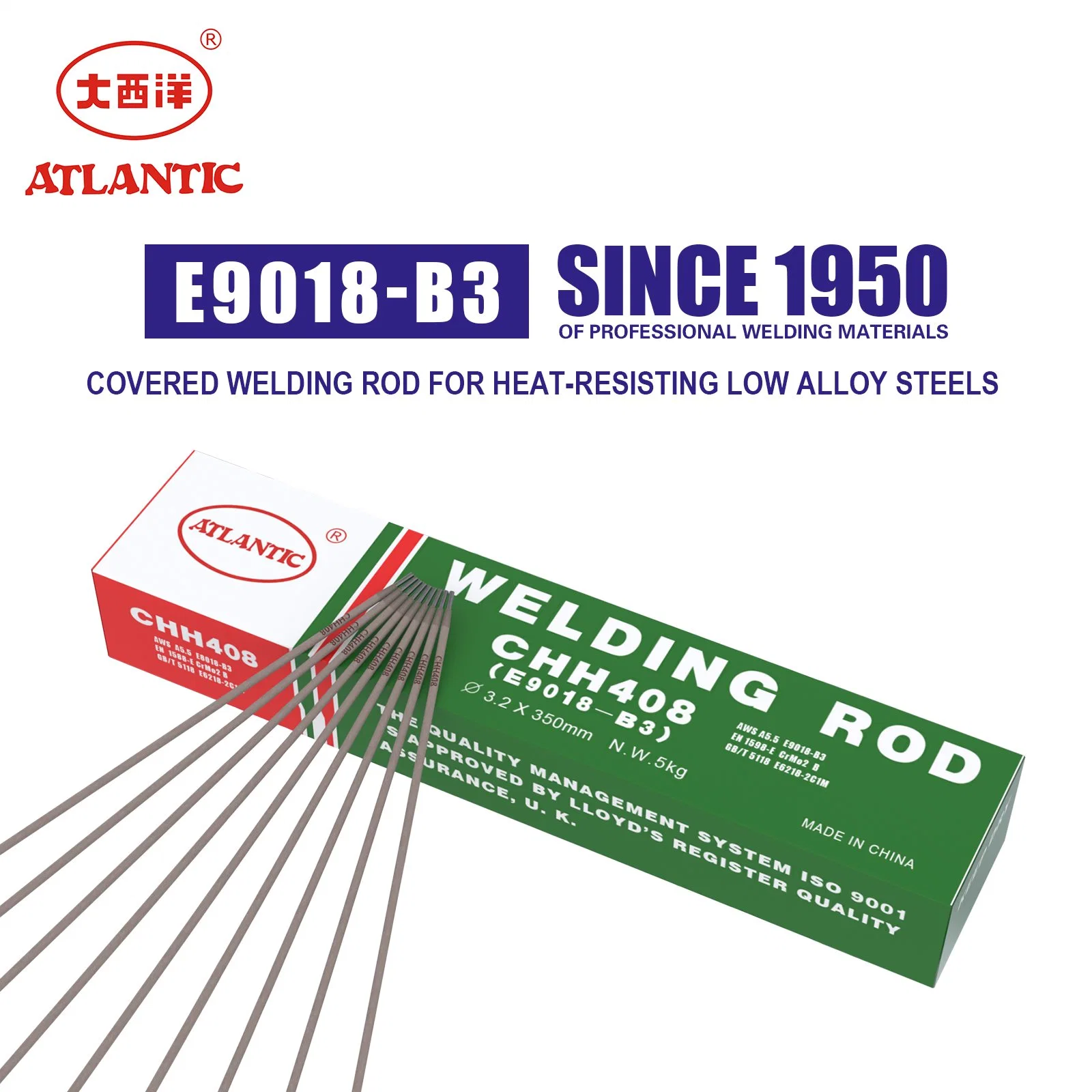 Asta di saldatura in acciaio termoresistente da 2,5 mm Atlantic Factory Direct E9018-B3