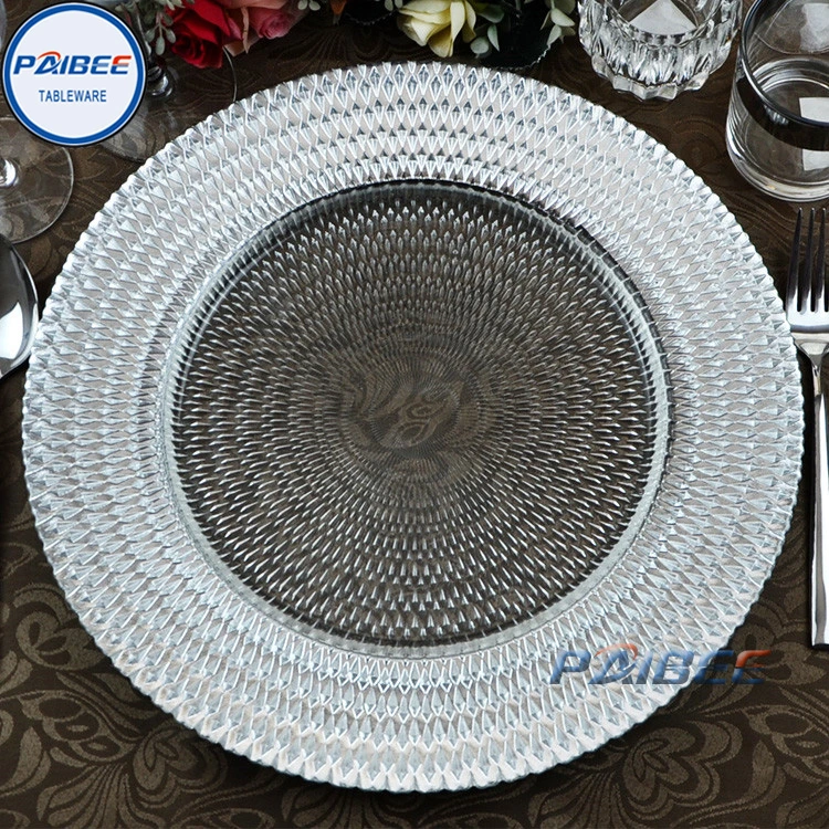 Paibee piatto di vetro rotondo utensili da cucina stoviglie piatto di nozze piastra di ricarica Piatto economico