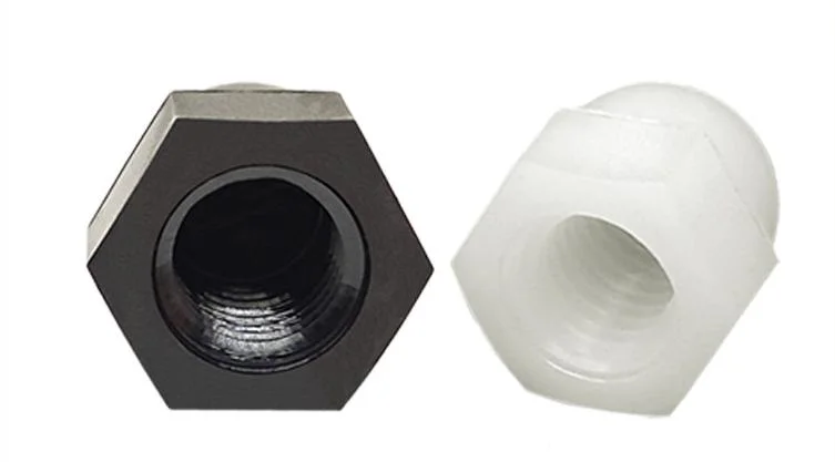 Dado cieco in nylon nero, tappo esagonale semitonda in plastica Acorn Tappo decorativo dado DIN1587
