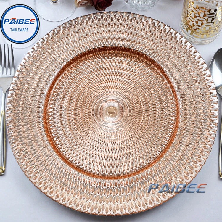 Paibee piatto di vetro rotondo utensili da cucina stoviglie piatto di nozze piastra di ricarica Piatto economico