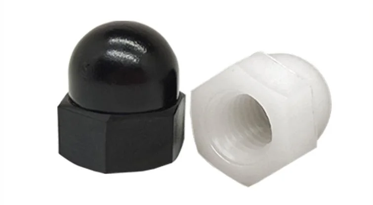 Dado cieco in nylon nero, tappo esagonale semitonda in plastica Acorn Tappo decorativo dado DIN1587