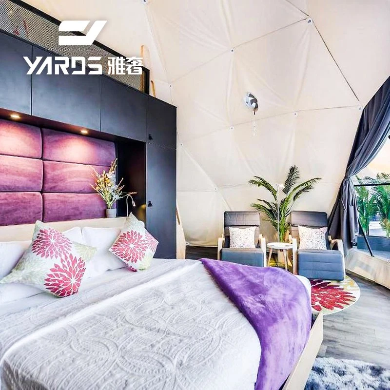 Cupola glamping 7m con pannello solare Hotel Geodesic tenda a cupola In vendita