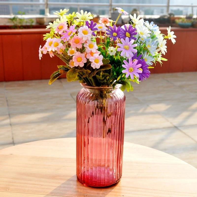 Tondino in vetro con decorazione a casa e colore a righe per Fiori