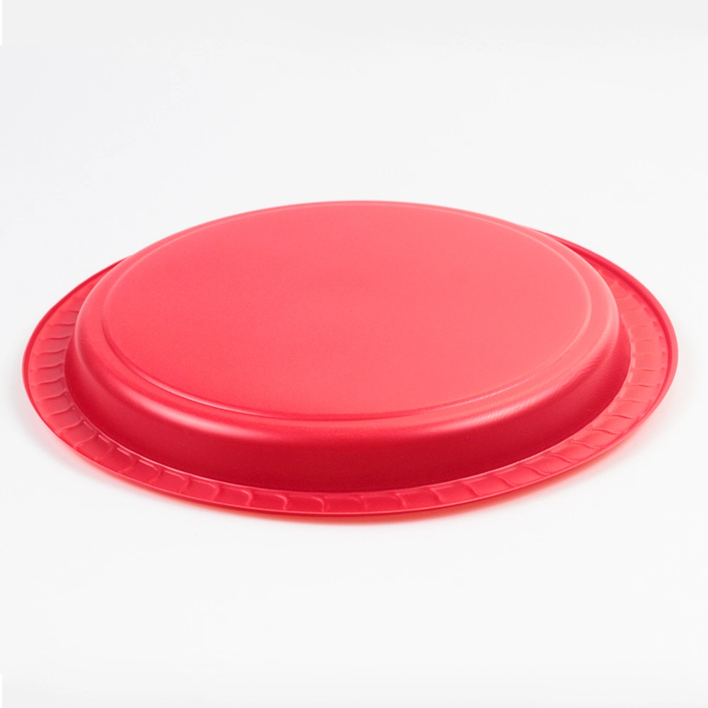 Piatto da pranzo rotondo in plastica PS da 9 pollici, colore rosso, monouso