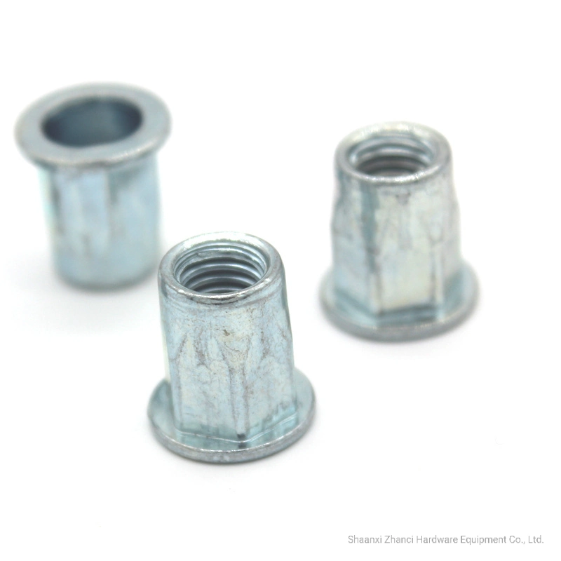 Dadi rivettati full-hex a testa tonda piatta in acciaio, dado rivetto cieco a stock