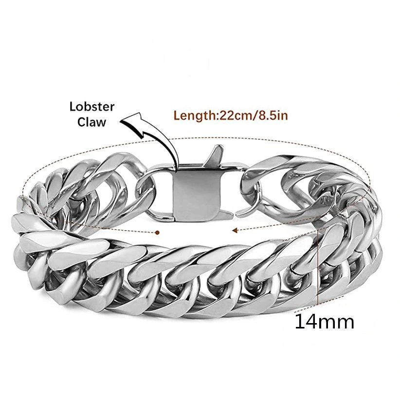 Bracciale piatto cubano in acciaio inossidabile