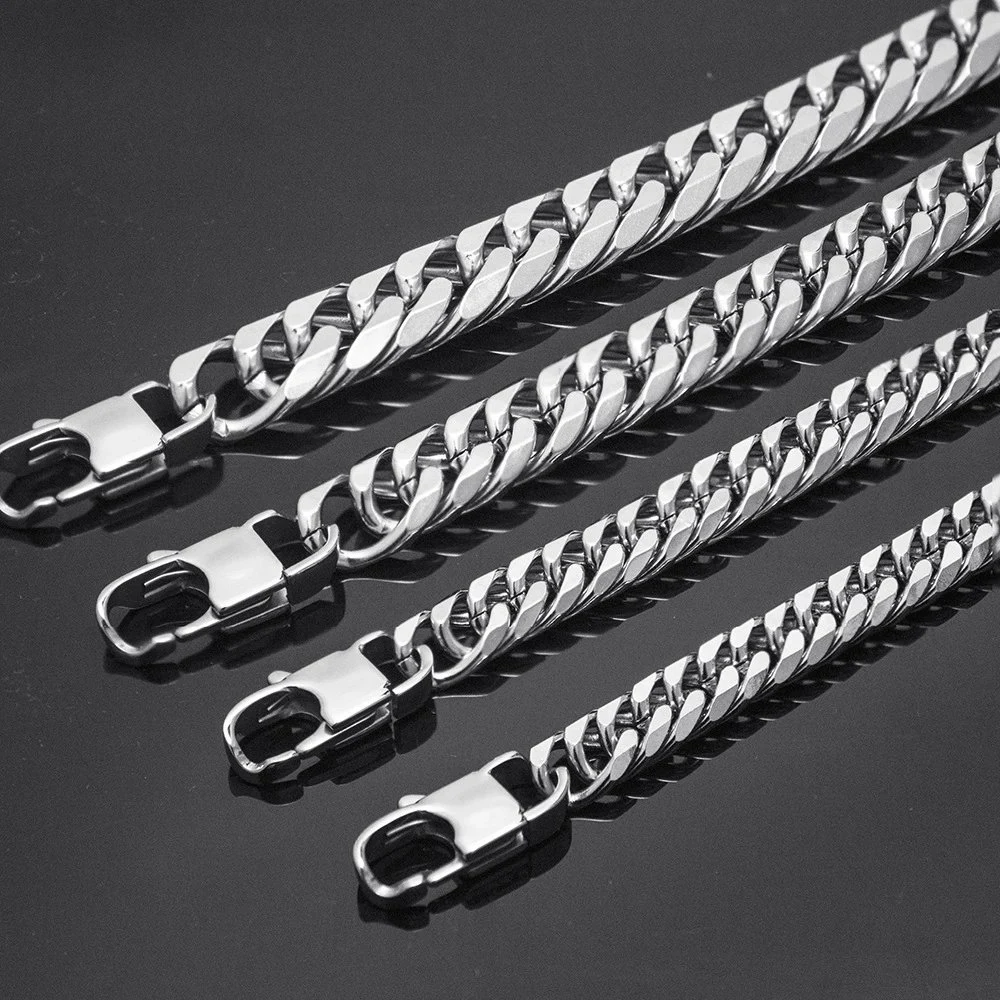 Bracciale piatto cubano in acciaio inossidabile