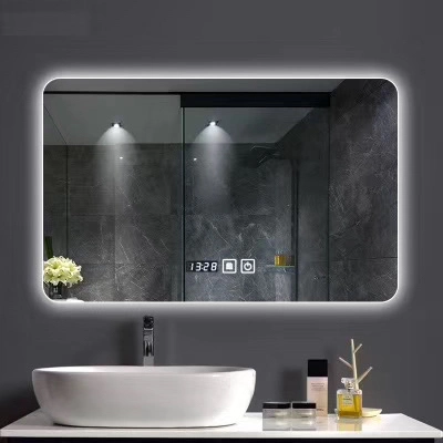 Specchio LED a parete/bagno rotondo/semicircolare Designer luminoso a disappannamento Con multifunzione