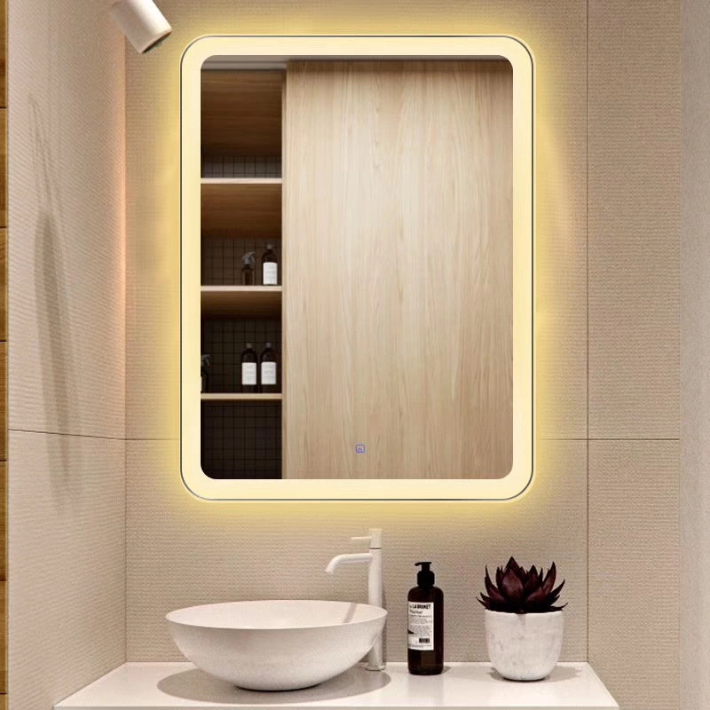 Specchio LED a parete/bagno rotondo/semicircolare Designer luminoso a disappannamento Con multifunzione