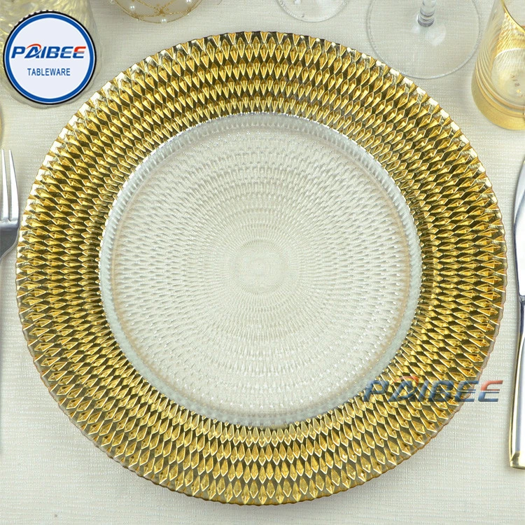Paibee piatto di vetro rotondo utensili da cucina stoviglie piatto di nozze piastra di ricarica Piatto economico