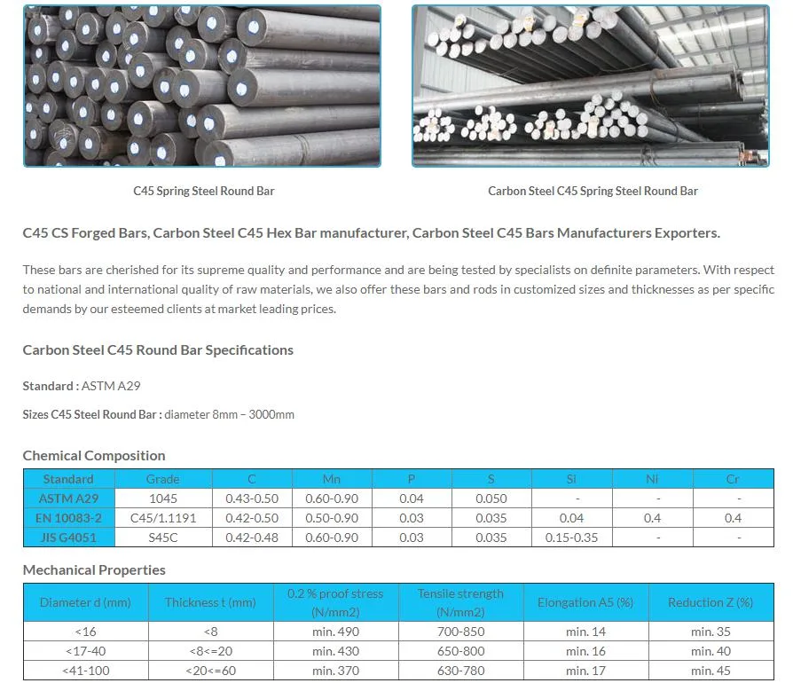AISI 1045 / 1.0503 / C45 Steel Round Bars