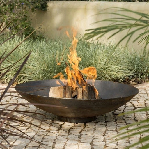 Steel Raised Metal Round Rusty Wood Burning Fire Bowl Garden Fire Pit