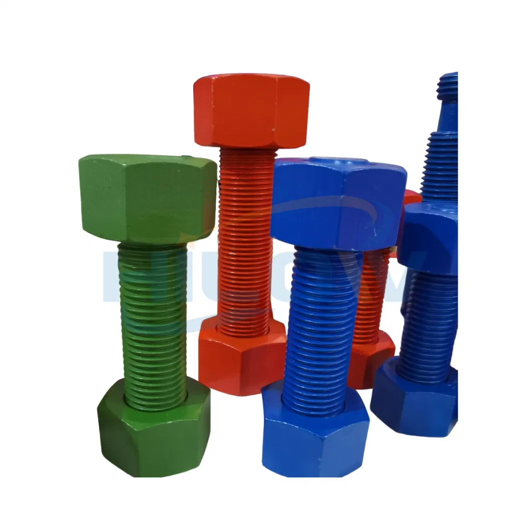 Colored PTFE/Tef Coating/Plated A193/DIN975 Oil Field Heavy-Duty Threaded Rod with Hex-Nut