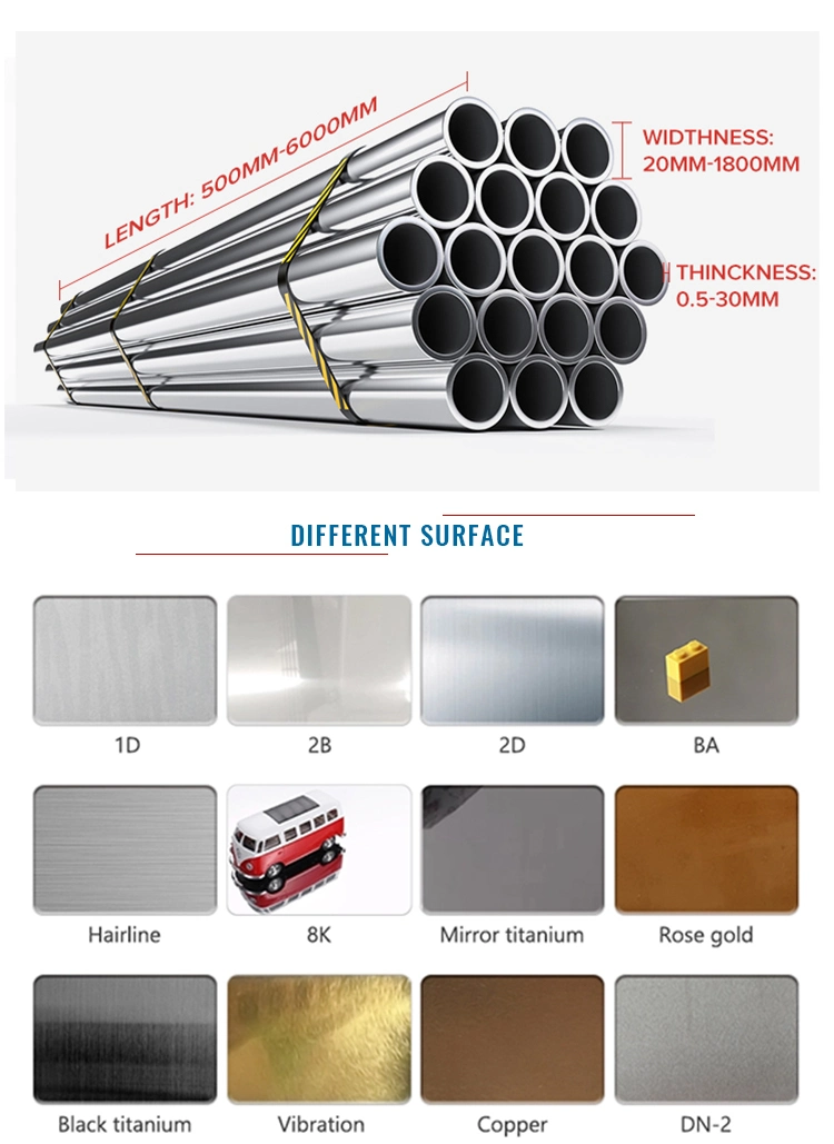6m 2mm 8 6 3 Inch Ss Stainless Steel Pipe Used 304 316 201 202 430 410 316L 304L Seamless Welded Square Round Tube Pipes Price