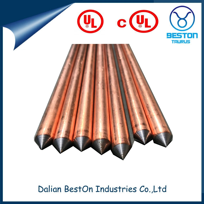High Quality Production UL Listed Solid Copper Bonded Earth Rod Ground Earthing Rod Price Copperweld Clad Steel Ground Rod for Earthing System Material UL 467
