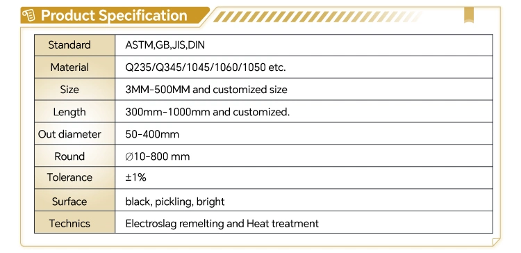 High Yield Strength and Tensile Strength Q235 Q345 Q195 Carbon Round Steel Bar/Rod for Sale