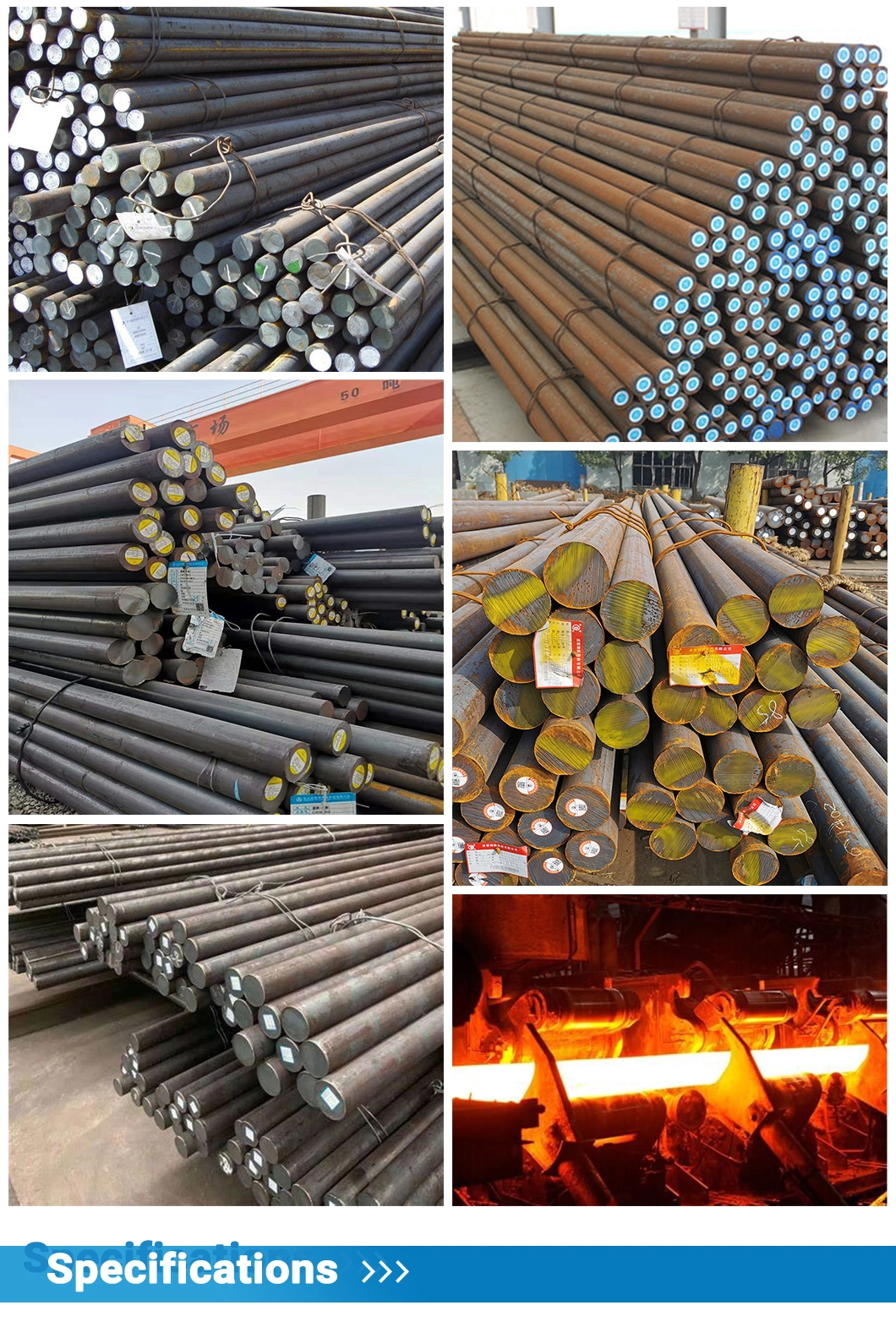 ASTM A36 4130 4140 4150 4340 10mm 1045 1020 Mild Hot Rolled Iron Carbon Steel Rod Round Bar