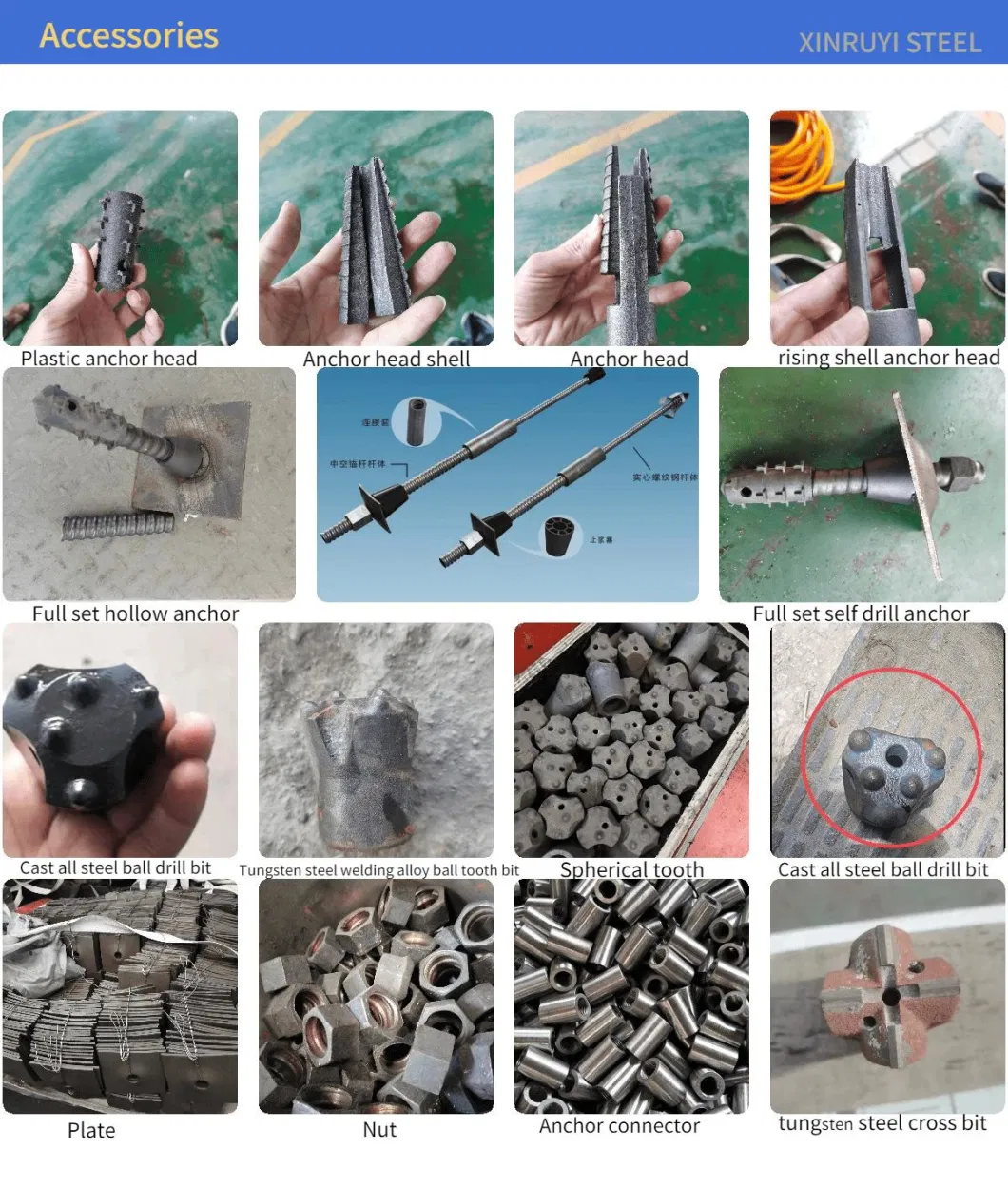 Made in China Full Threaded Steel Self Drilling Rock Bolt/Hollow Anchor Bar/Anchor Rods