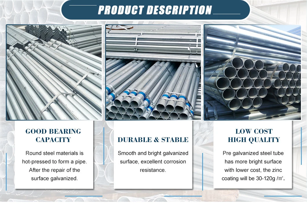 ASTM A53 Gr. B DN350 Hot Dipped 1/2 3/4 1 2 1.5 6 Inch Gi Zinc Round Tube Pre Galvanized Steel Pipe