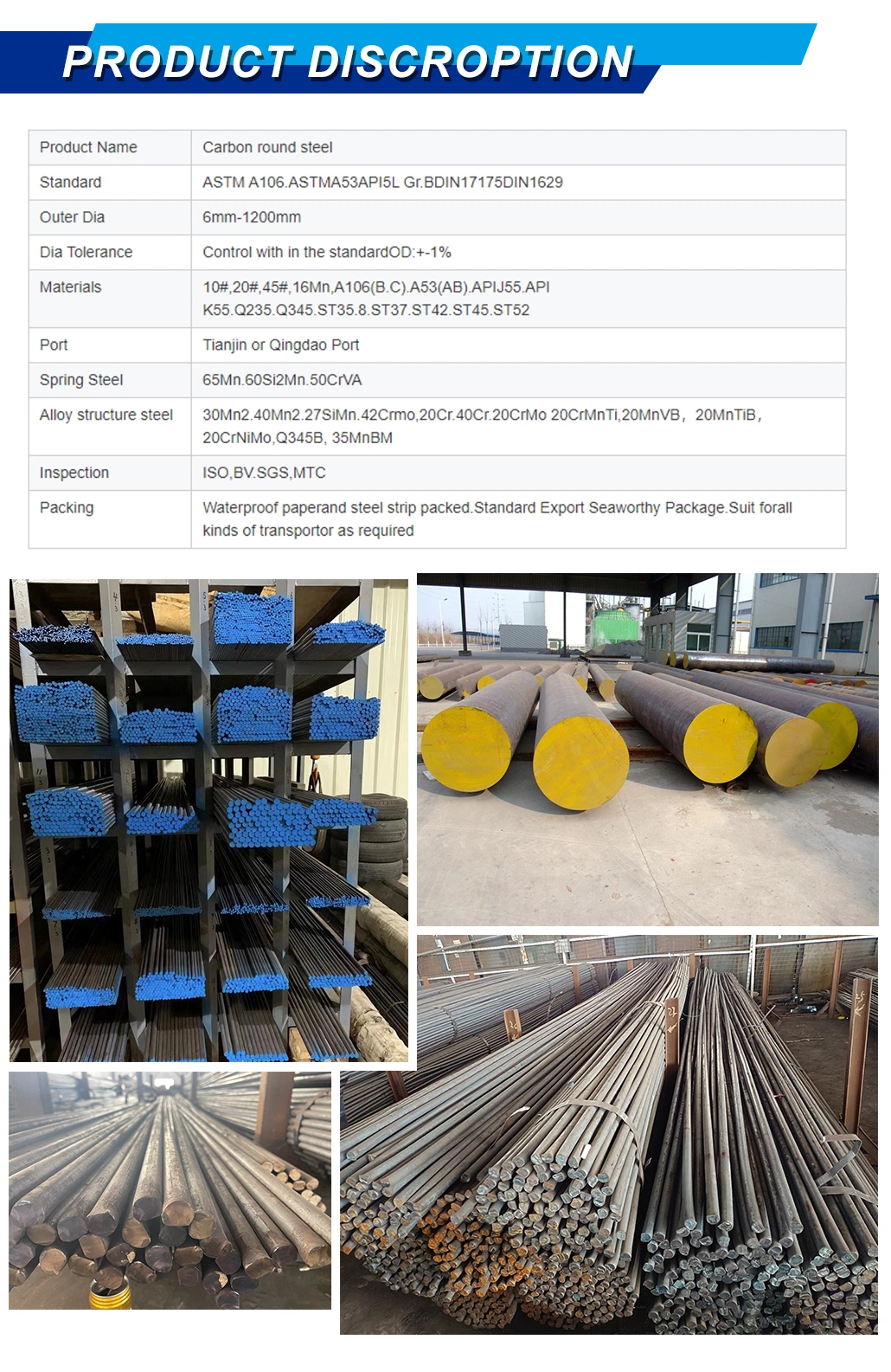 China Supplier 268mm AISI 4145h 4140 S45c, SAE1045 S45 1045 Steel Bar Mild Steel Round Bar Rod Price