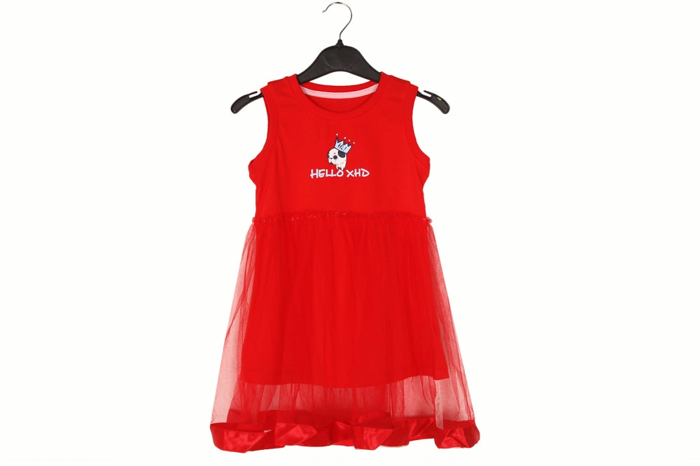 Children&prime;s Skirt Summer Round Neck Pastoral Style Cotton Silk Home Skirt Girls Sleeveless Vest Cartoon Dress Factory Wholesale