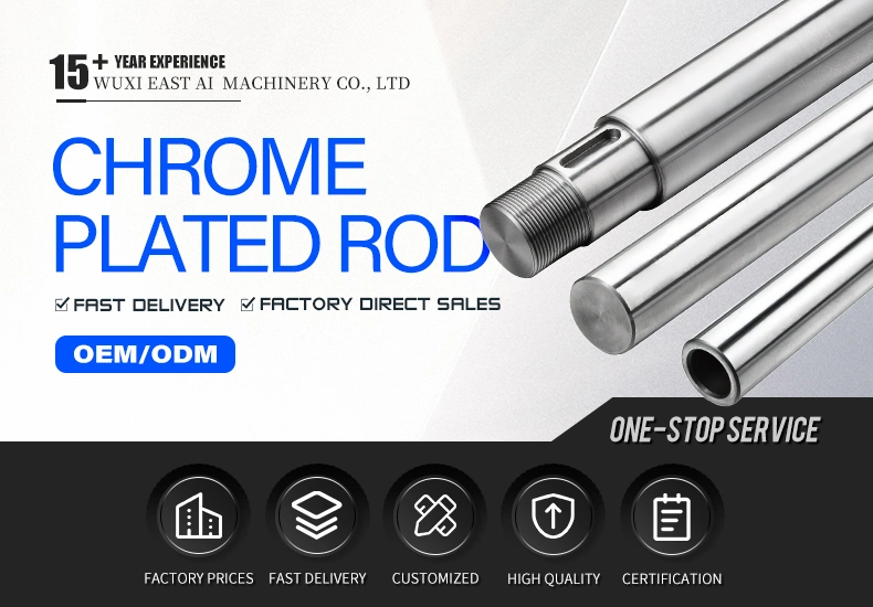 AISI 1045 4140 4340 En19 En24 Ck45 S45c Hard Chrome Plated Hydraulic Cylinder Piston Rod for Shaft Round Bar