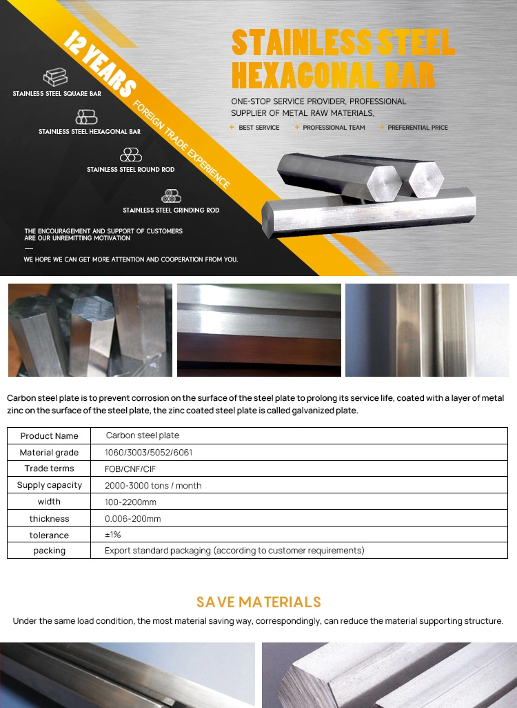 430 321 Hexagonal Hot Rolled 303 Stainless Steel Bar Hexagon Rod Price