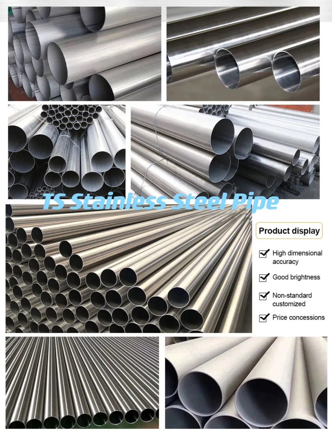 Metal Round and Square Seamless Metal Tube ASTM A213 Outer Diameter 4-1800mm SUS 304 316 316L Stainless Steel Pipe