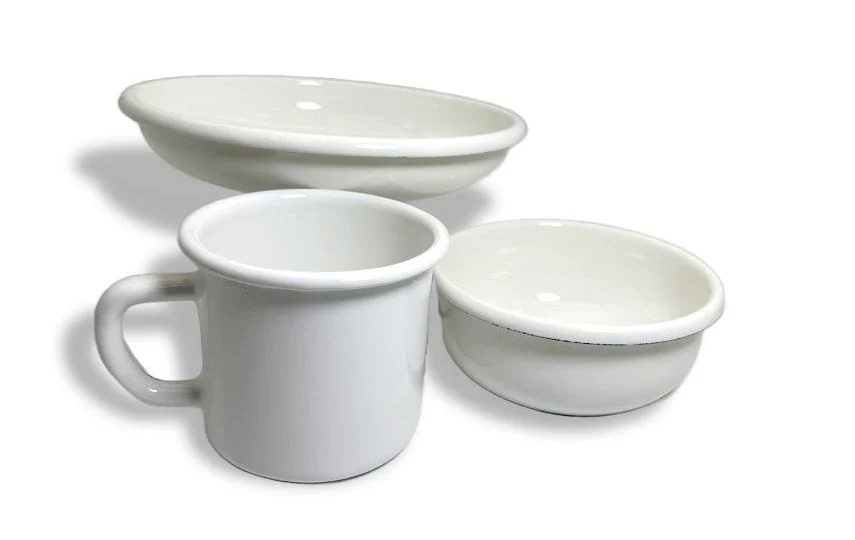 Custom Logo Restaurant 3/3.5/4/4.5/5/6/7/8/9 Inch Plain White Round Enamel Dinner Rice Soup Enamel Carbon Steel Bowl Set